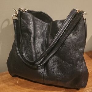 Coach Navy Leather Shoulder Bag